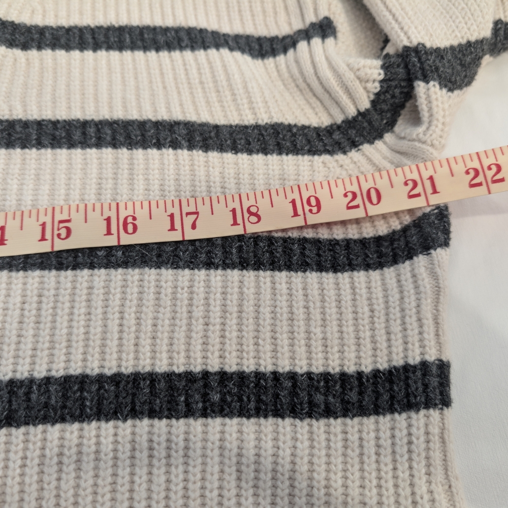 Free Assembly Unisex Half Zip Sweater Size Small Chunky Knit Black Stripes - Picture 10 of 12